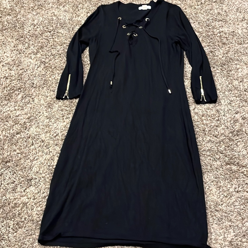 Black fitted sweater dress